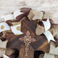 Elegant Burlap & Deco Mesh Cross Wreath – Rustic Christian Door Décor