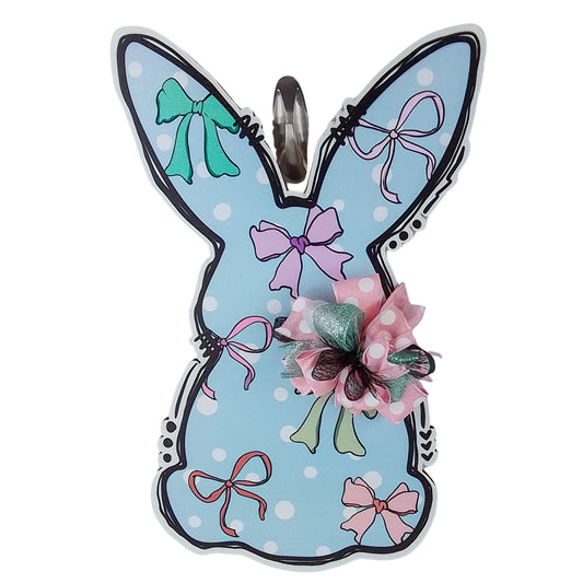 Easter Bunny Door Hanger, Polka Dot Wooden Decoration, Spring Season Front Door Decor