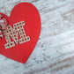 Valentine's Day Heart Door Hanger, Decorative Monogram M, Romantic Red Heart with Bow