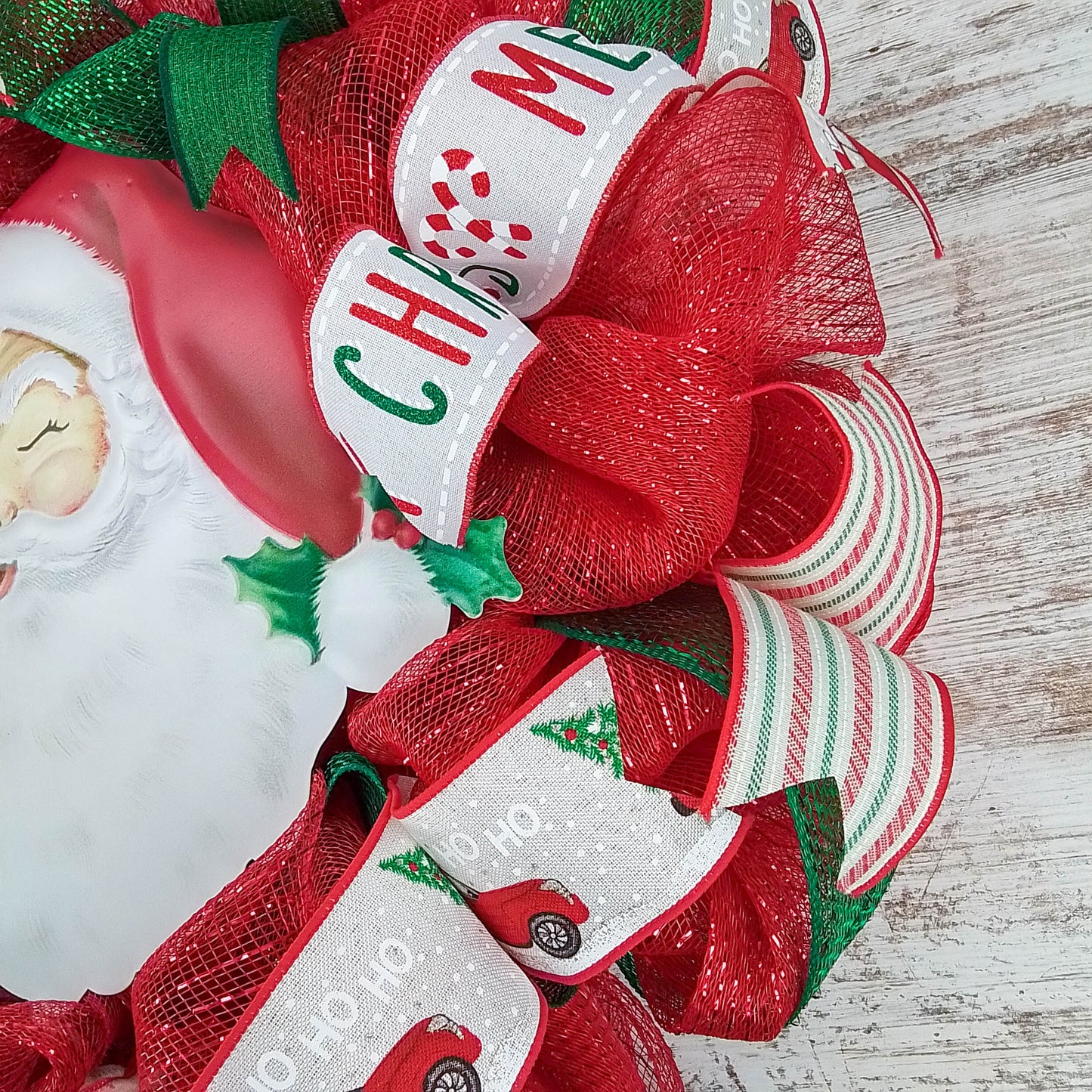 Christmas Deco Mesh Wreath, Santa Claus Themed Decoration