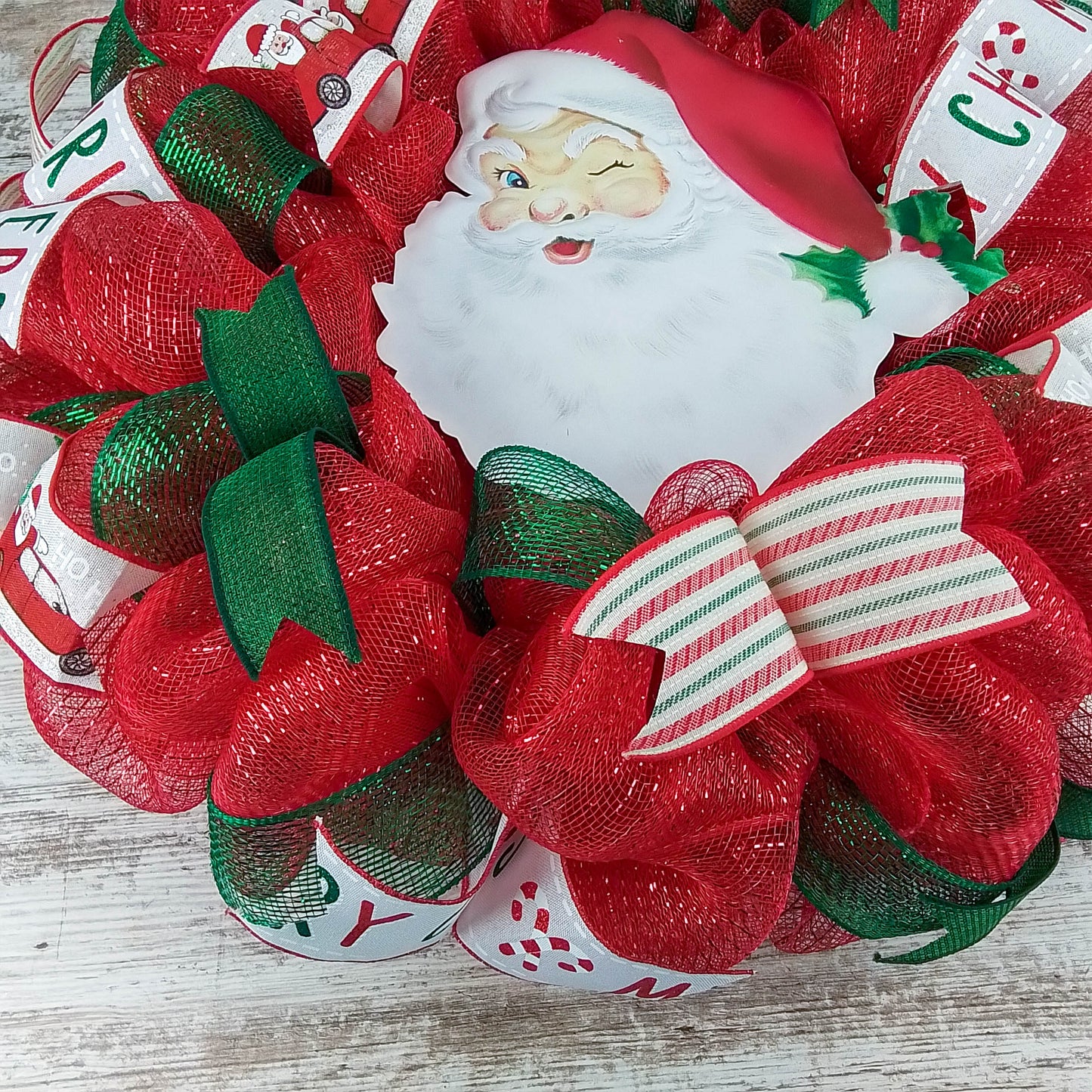 Christmas Deco Mesh Wreath, Santa Claus Themed Decoration