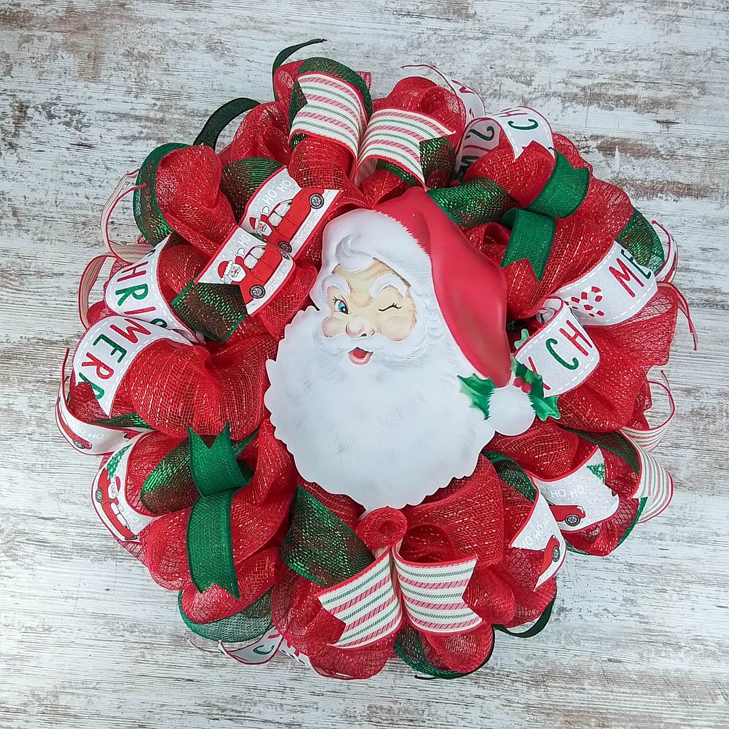 Christmas Deco Mesh Wreath, Santa Claus Themed Decoration