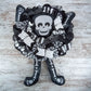 Halloween Skull Door Wreath, Skeleton, Black White Spooky Decor