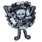 Halloween Skull Door Wreath, Skeleton, Black White Spooky Decor