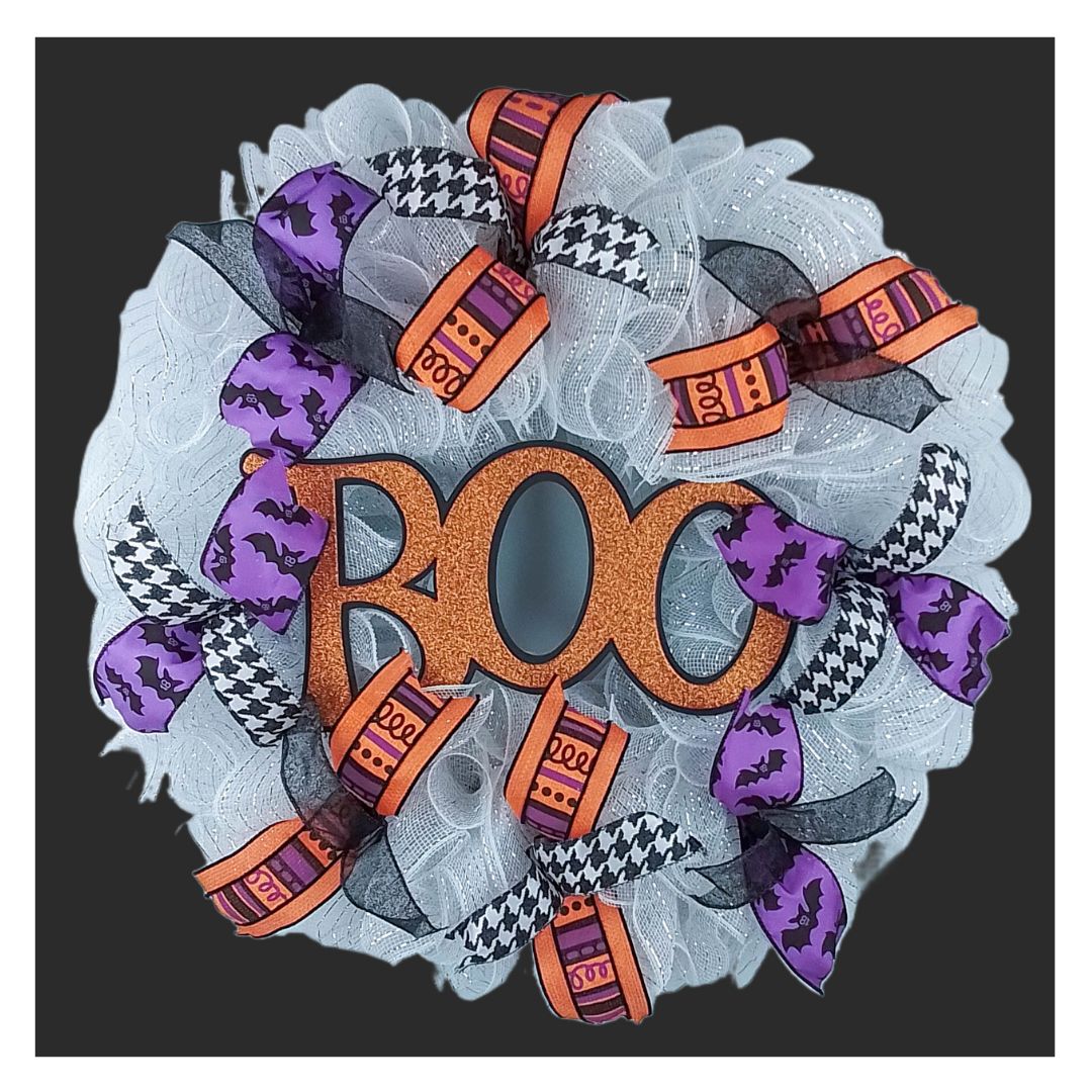 Halloween Wreath for Door | Ghost Wreath | Boo Front Door Wreath
