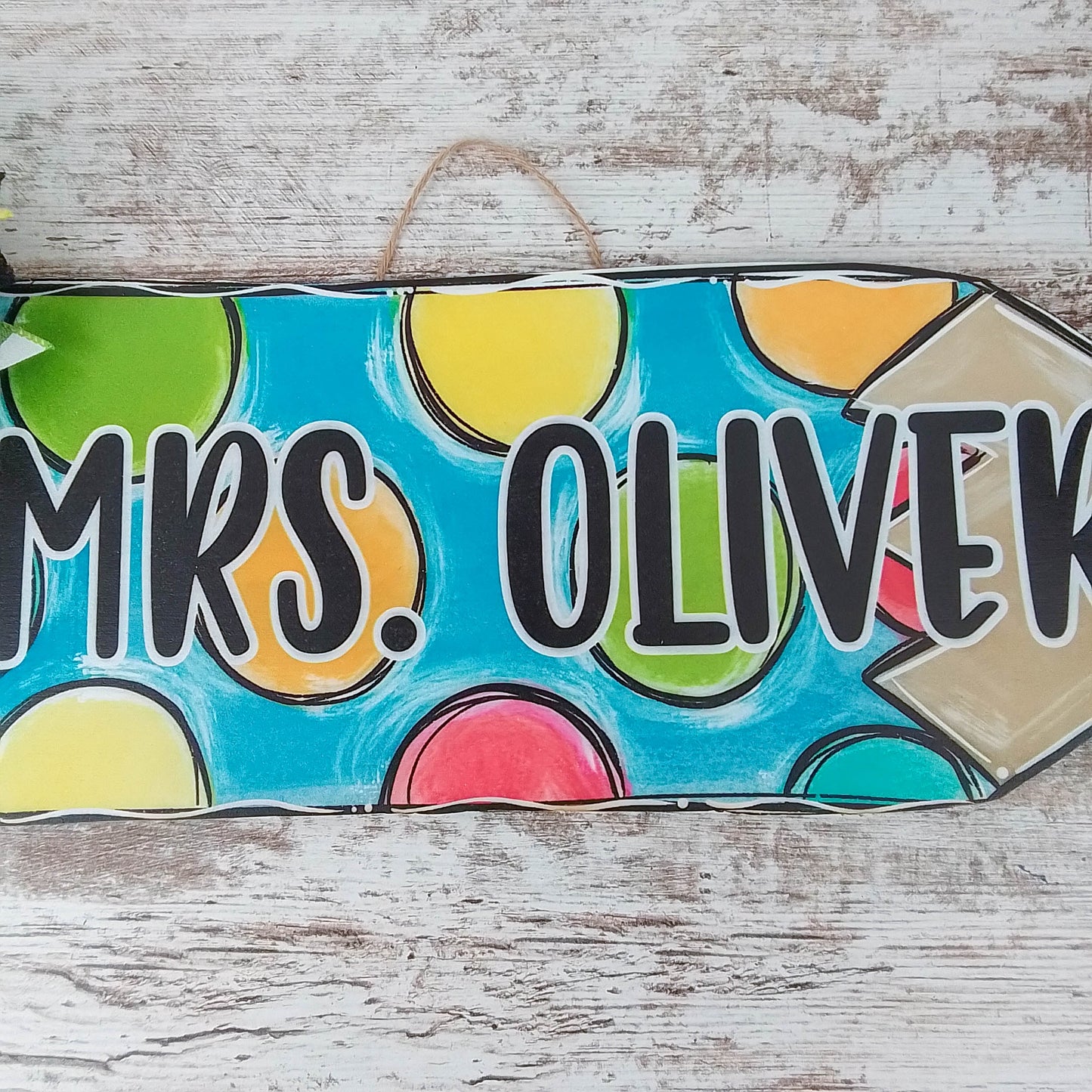 Colorful Birch Wood Door Hanger, Personalized Teacher Gift, Fun Event Decoration