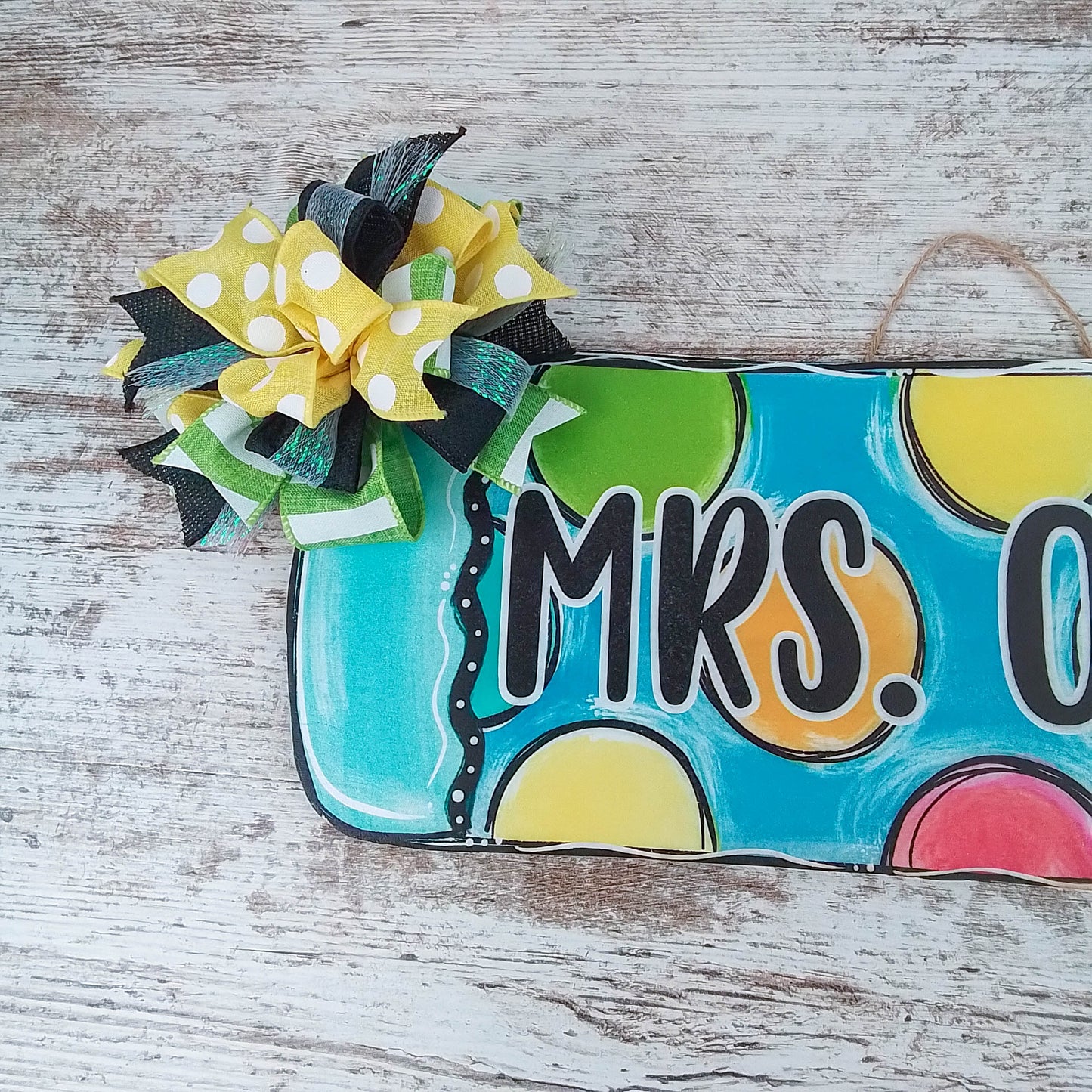 Colorful Birch Wood Door Hanger, Personalized Teacher Gift, Fun Event Decoration