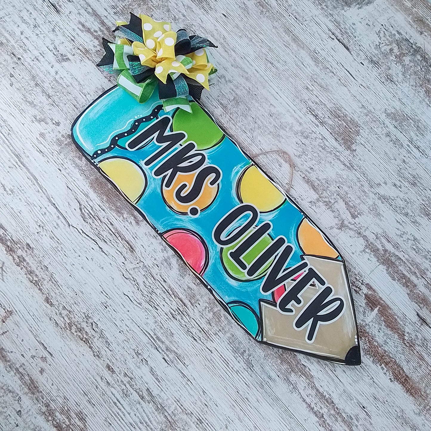 Colorful Birch Wood Door Hanger, Personalized Teacher Gift, Fun Event Decoration