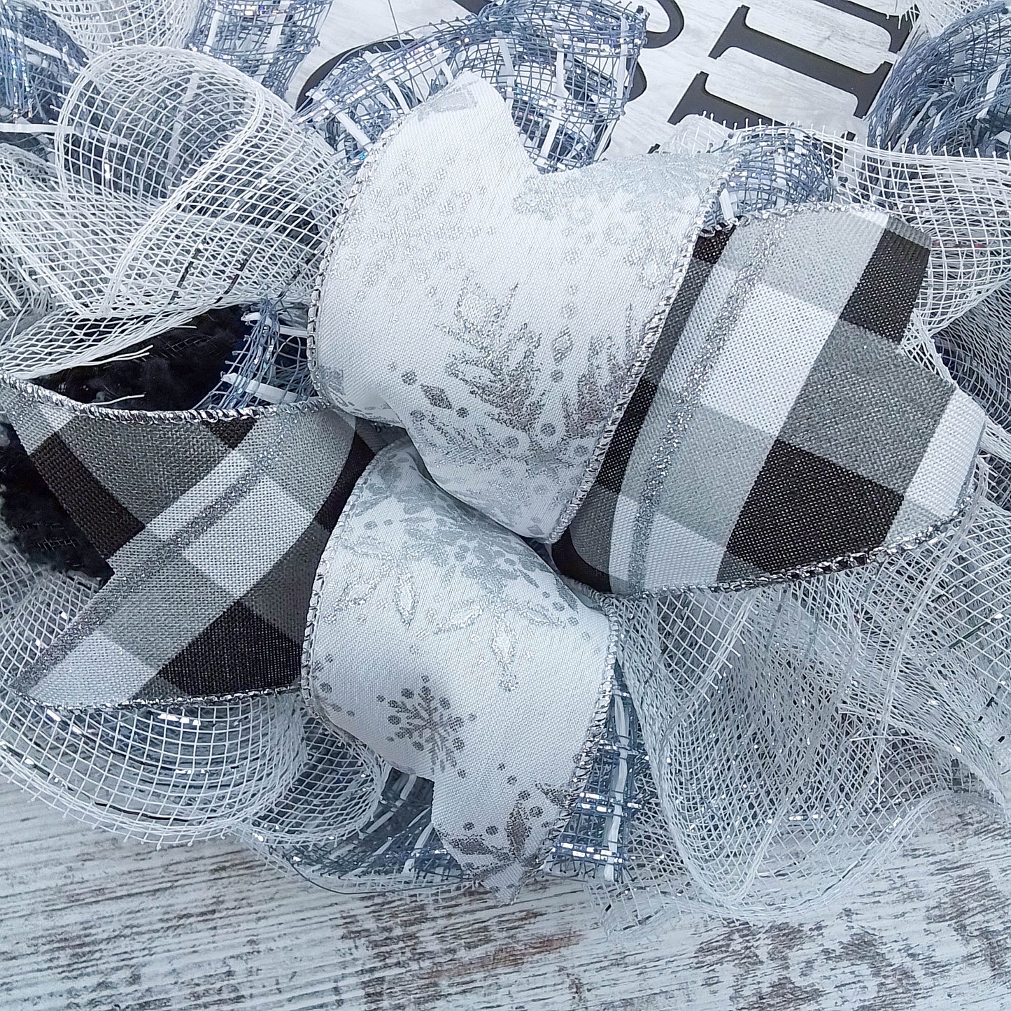 O Come Let Us Adore Him Wreath - Christmas Church Christian Religious Front Door Wreath - Black White Grey Silver