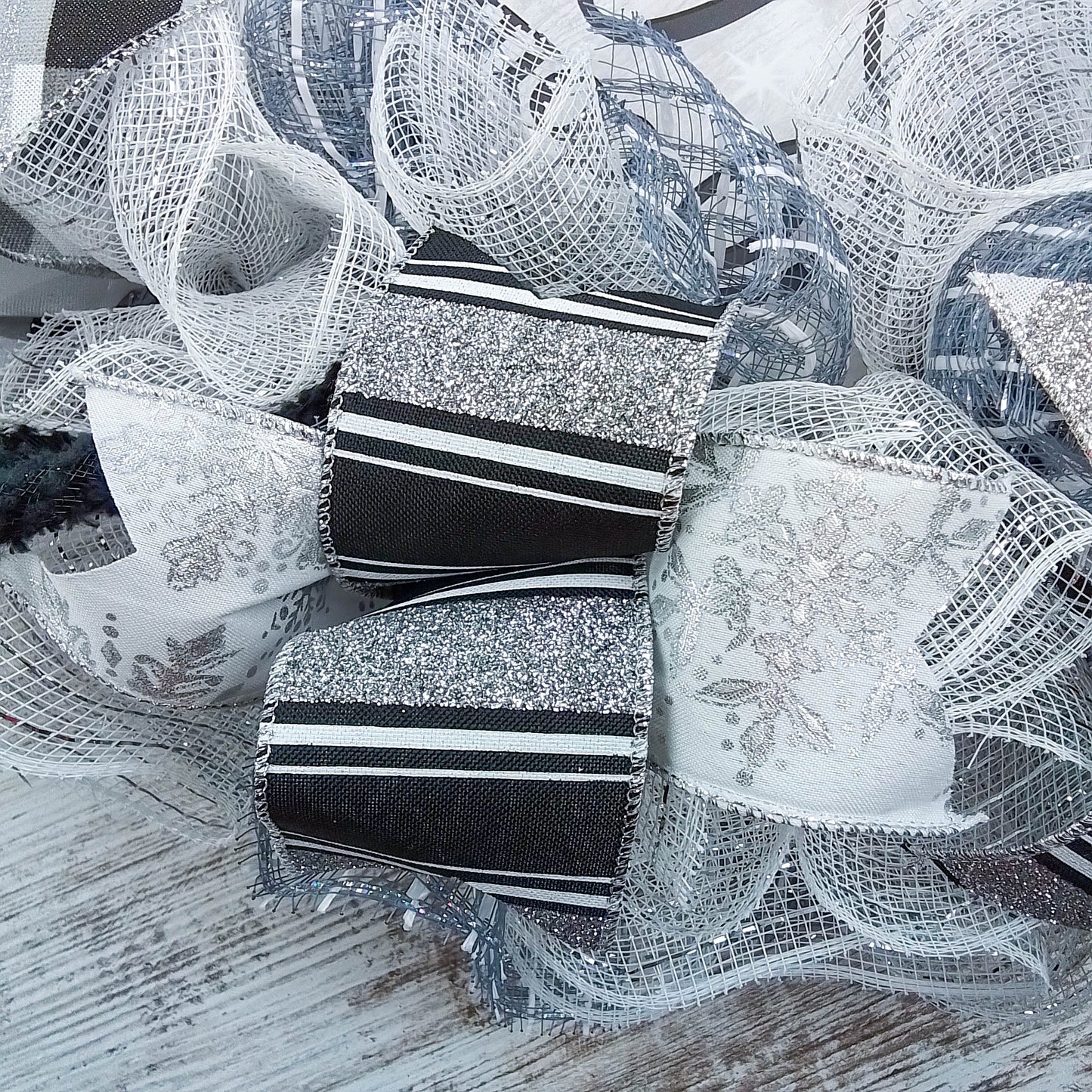O Come Let Us Adore Him Wreath - Christmas Church Christian Religious Front Door Wreath - Black White Grey Silver