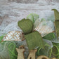 Gold, Cream Ivory, and Moss Apple Green Outdoor Christmas Wreath with Burlap and White Accents for Front Door