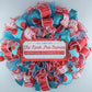 North Pole Wreaths - Santa Claus Wreath Ideas - Express Train Christmas Mesh Outdoor Front Door Decor - White Red Turquoise