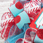 North Pole Wreaths - Santa Claus Wreath Ideas - Express Train Christmas Mesh Outdoor Front Door Decor - White Red Turquoise