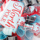 Santa Claus North Pole Wreaths - Non Traditional Wreath Ideas - Christmas Mesh Outdoor Front Door Decor - White Red Turquoise Black Silver Xmas