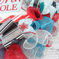 Santa Claus North Pole Wreaths - Non Traditional Wreath Ideas - Christmas Mesh Outdoor Front Door Decor - White Red Turquoise Black Silver Xmas