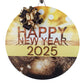 New Year Celebration Door Hanger, 2025 Festive Decor, Fireworks Design with Ribbon Bow