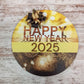 New Year Celebration Door Hanger, 2025 Festive Decor, Fireworks Design with Ribbon Bow