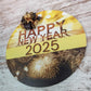 New Year Celebration Door Hanger, 2025 Festive Decor, Fireworks Design with Ribbon Bow