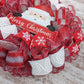 Santa Claus Peeking Merry Christmas Front Door Wreath - Red White Candy Cane Outside Decoration - Red White