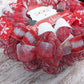 Santa Claus Peeking Merry Christmas Front Door Wreath - Red White Candy Cane Outside Decoration - Red White