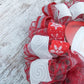 Santa Claus Peeking Merry Christmas Front Door Wreath - Red White Candy Cane Outside Decoration - Red White
