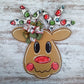 Reindeer Door Hanger, Whimsical Christmas Decor, Festive Birch Wood Accessory