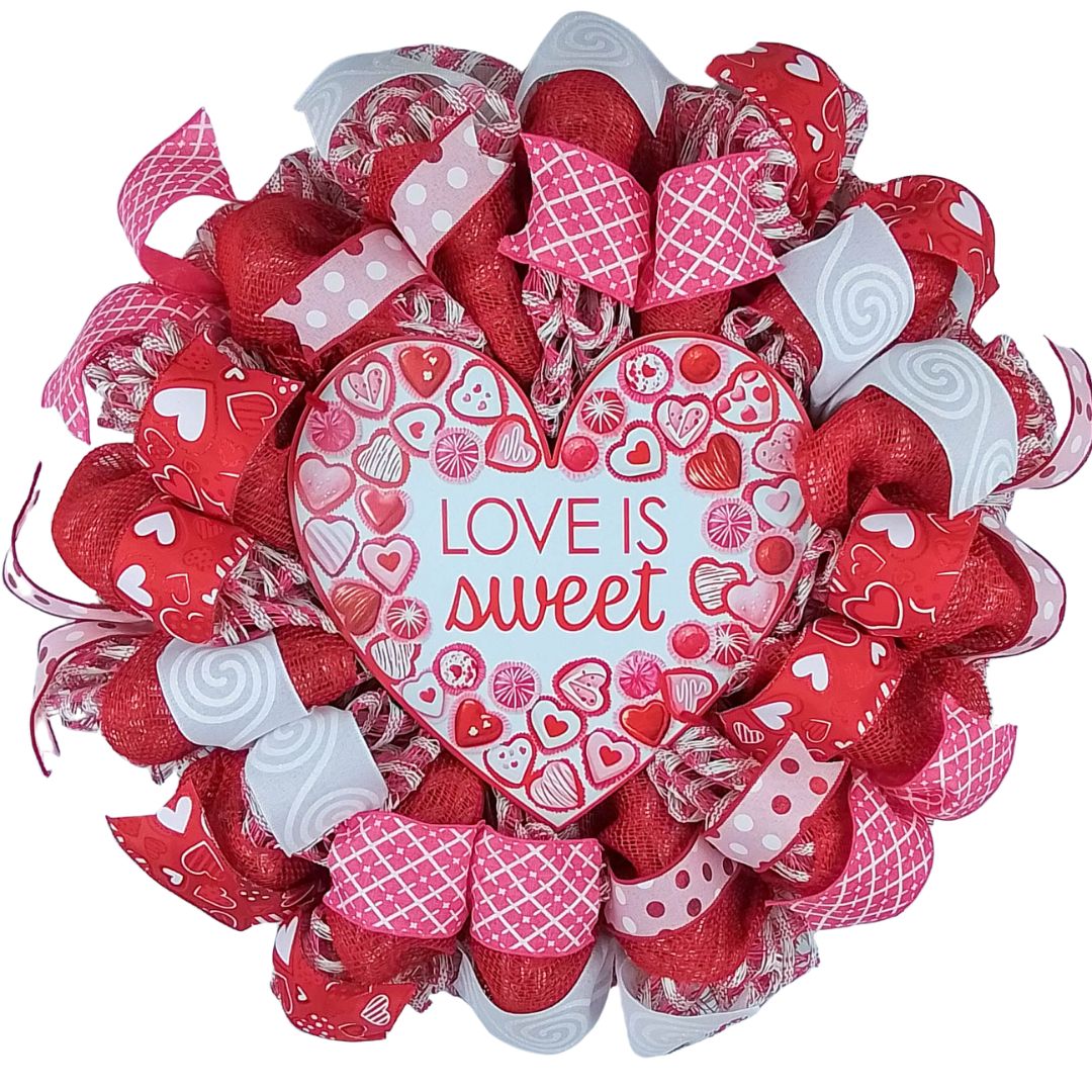 Valentine's Day Wreath, Romantic Home Decor, Sweetheart Gift Idea