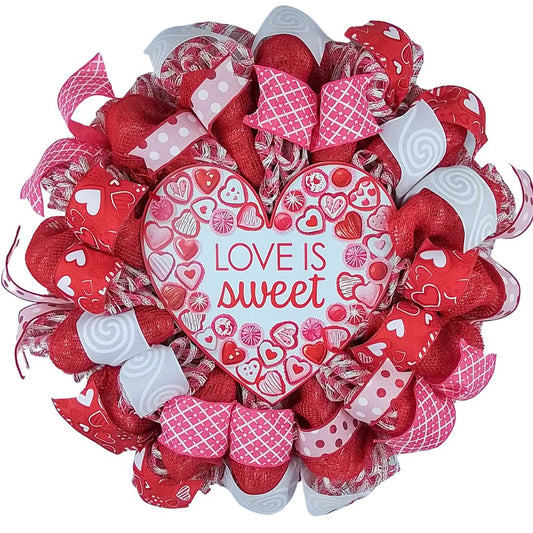 Valentine's Day Wreath, Romantic Home Decor, Sweetheart Gift Idea