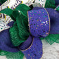 Mardi Gras Wreath, Vibrant Party Decor, Festive Ribbon Design