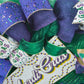 Mardi Gras Wreath, Vibrant Party Decor, Festive Ribbon Design