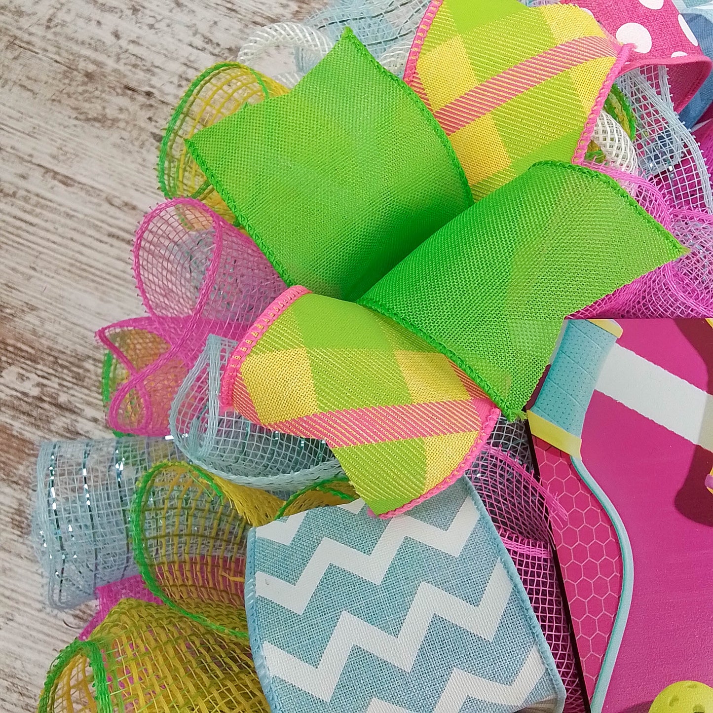 Colorful Pickleball Wreath, Polka Dot and Chevron Ribbons, Fun Housewarming Gift