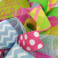 Colorful Pickleball Wreath, Polka Dot and Chevron Ribbons, Fun Housewarming Gift