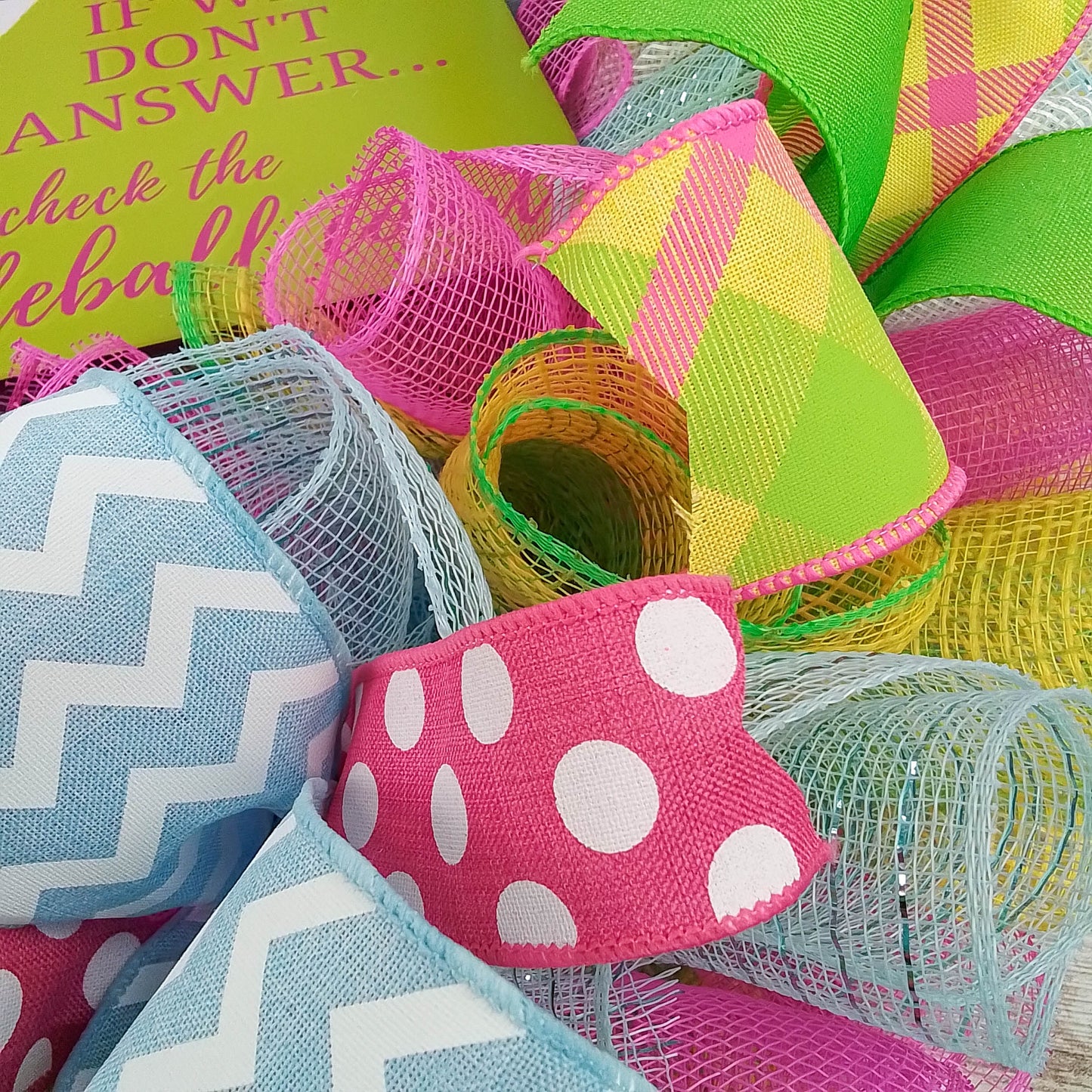 Colorful Pickleball Wreath, Polka Dot and Chevron Ribbons, Fun Housewarming Gift