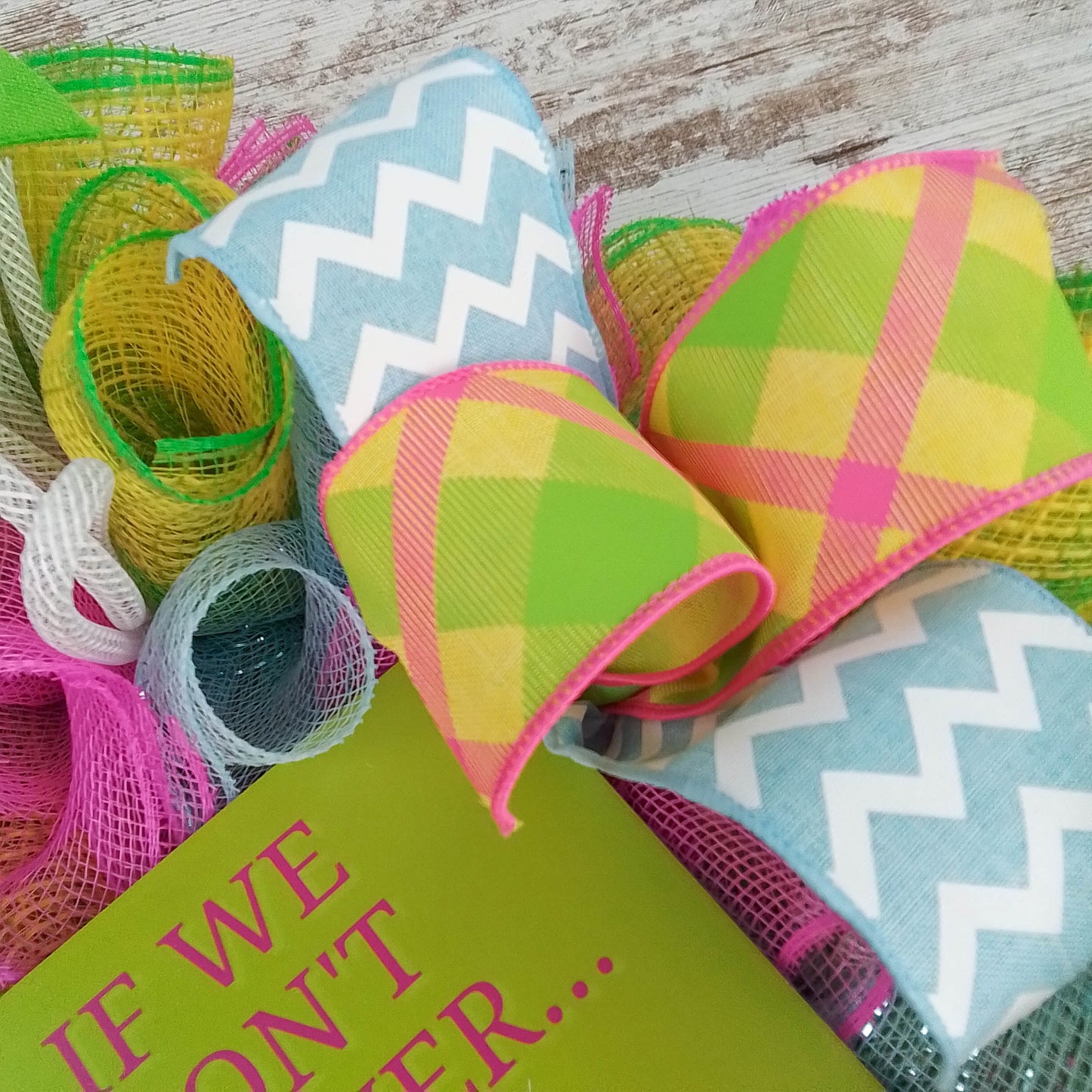 Colorful Pickleball Wreath, Polka Dot and Chevron Ribbons, Fun Housewarming Gift