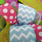 Colorful Pickleball Wreath, Polka Dot and Chevron Ribbons, Fun Housewarming Gift