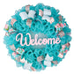 Welcome Turquoise Rose Gold Wreath - Gift for Her - Everyday Floral Spring Decor