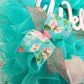 Welcome Turquoise Rose Gold Wreath - Gift for Her - Everyday Floral Spring Decor