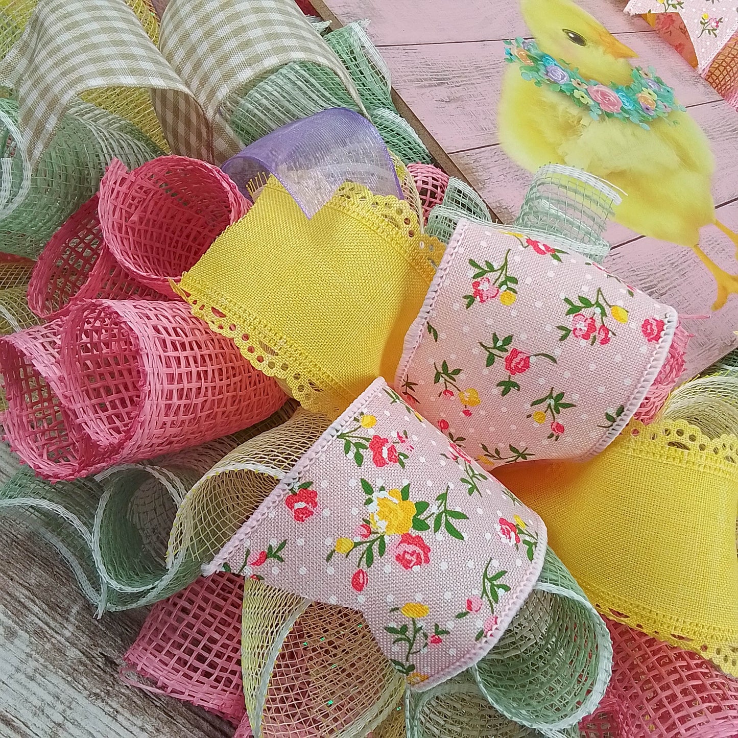 Easter Bunny Wreath, Pastel Door Decor, Mother's Day Gift