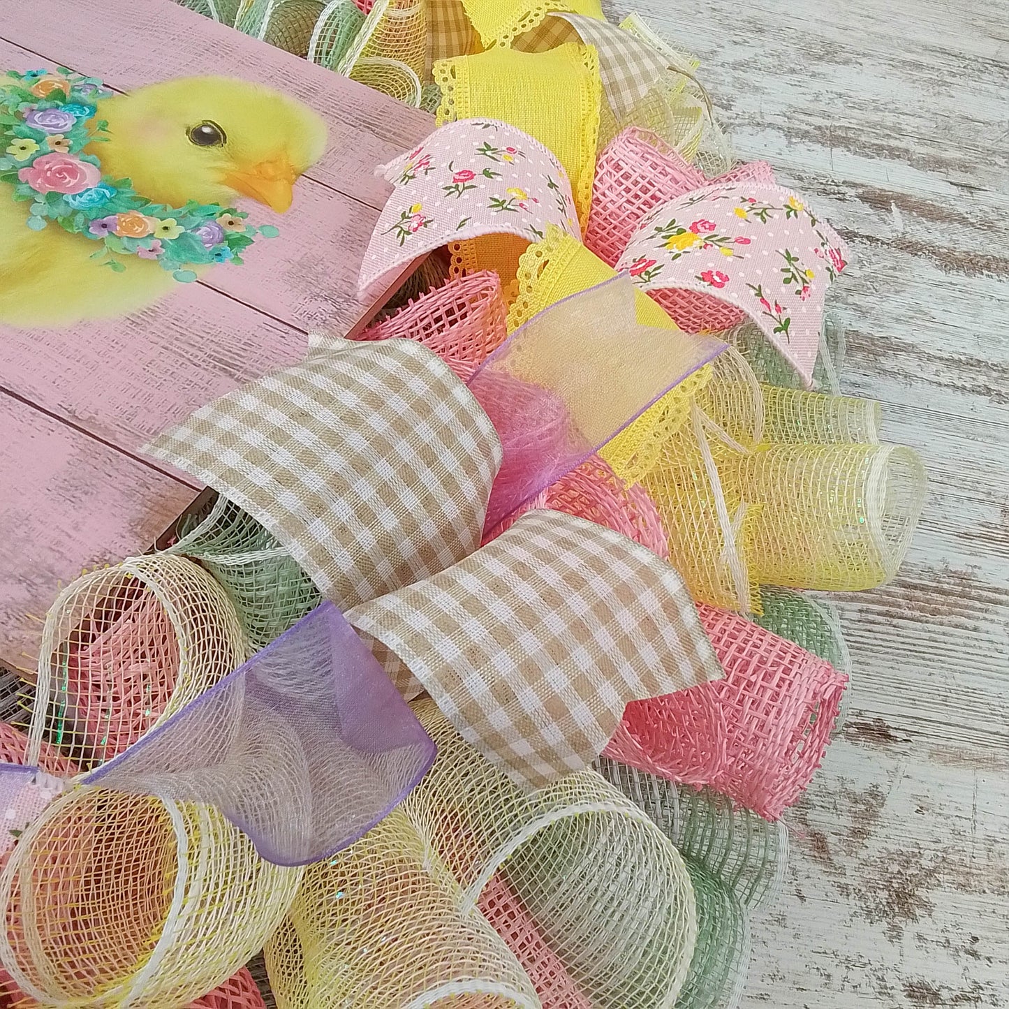 Easter Bunny Wreath, Pastel Door Decor, Mother's Day Gift