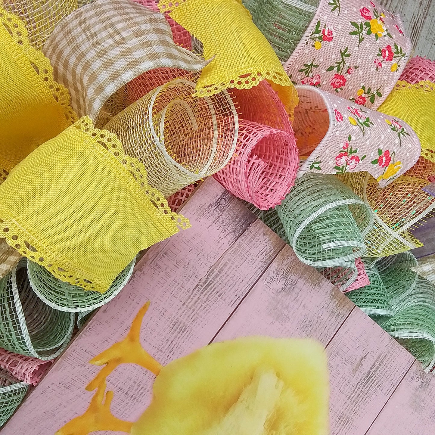 Easter Bunny Wreath, Pastel Door Decor, Mother's Day Gift