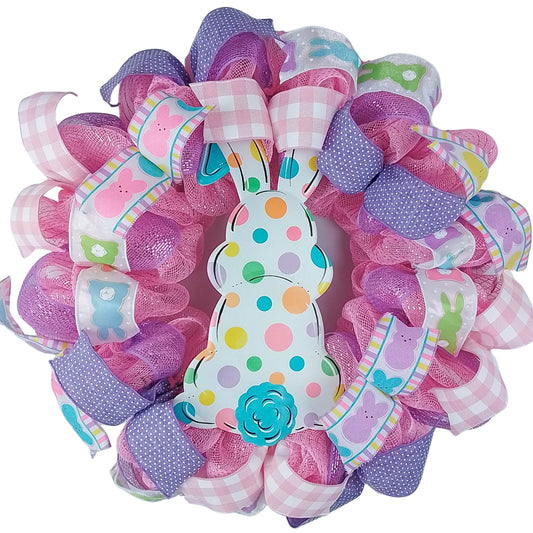 Bright Easter Bunny Wreath - Whimsical Easter Decorations - Ideal Gift for Teachers or Houses with Kids