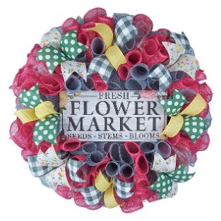 Flower Market Welcome Wreath - Jute Burlap Spring Decor