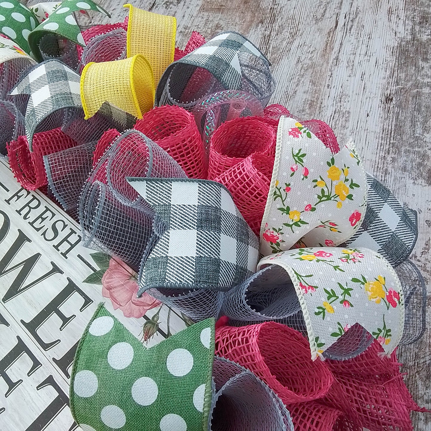 Flower Market Welcome Wreath - Jute Burlap Spring Decor