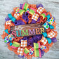 Hello Summer Wreath | Orange Burlap Wreath | Colorful Outdoor Mesh Wreath