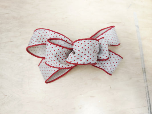 Beige Red Add On Bow