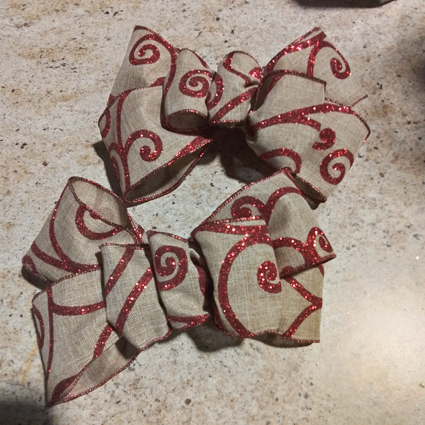 Red Beige Swirl Add On Bow
