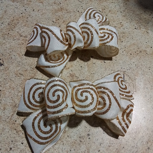 Ivory Gold Swirl Add On Bow