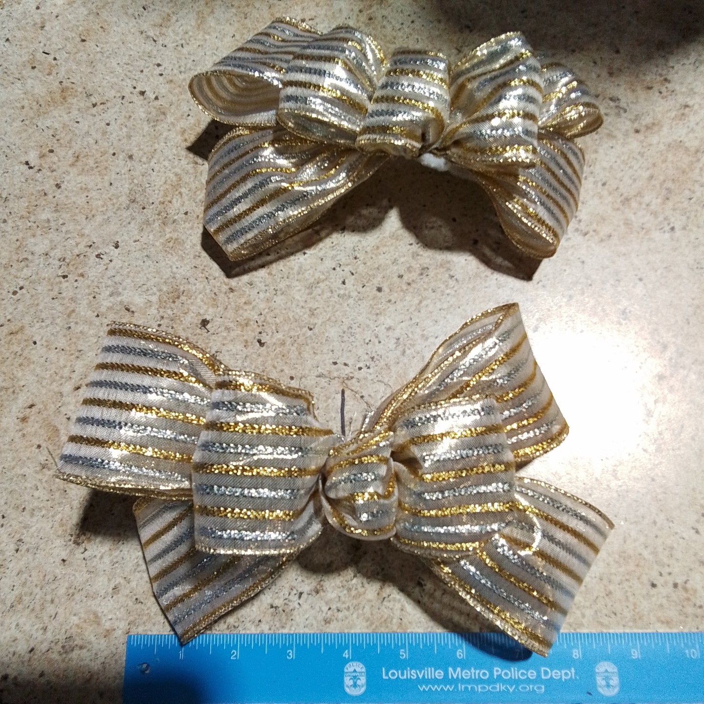 Gold Silver Stripe Add On Bow