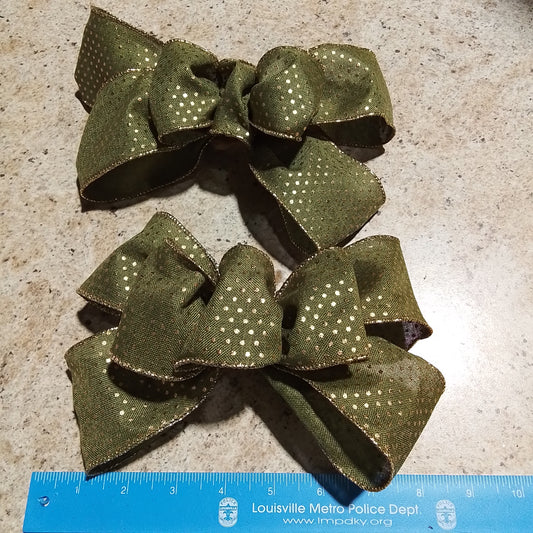 Moss Green Gold Add On Bow
