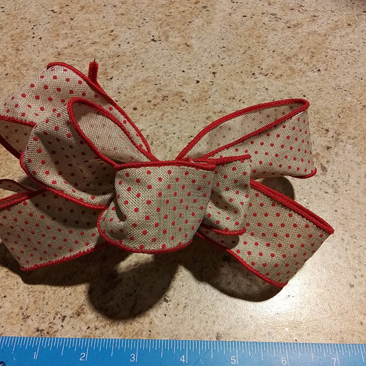 Beige Red Add On Bow